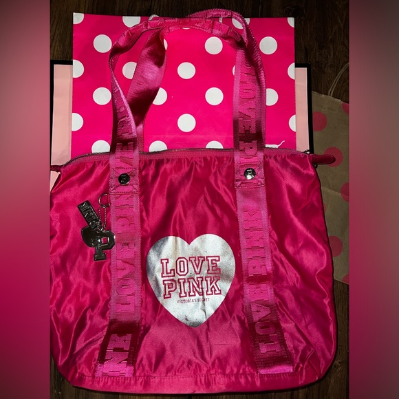 Vintage RARE HTF VS PINK Old School Large Tote Bag. - Picture 4 of 11